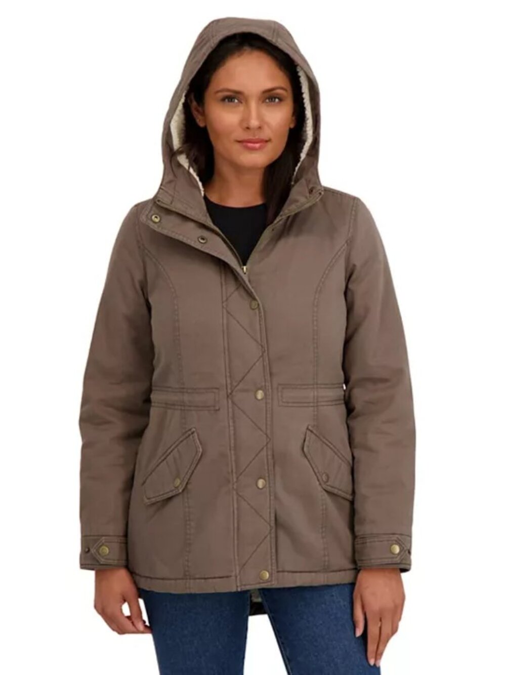 Juniors' Sebby Cozy Lined Cotton Twill Anorak, XS, Color: Olive